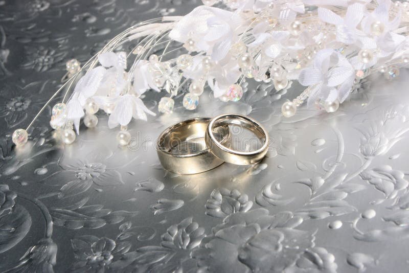 Wedding Rings on Silver Background Stock Image Image of love