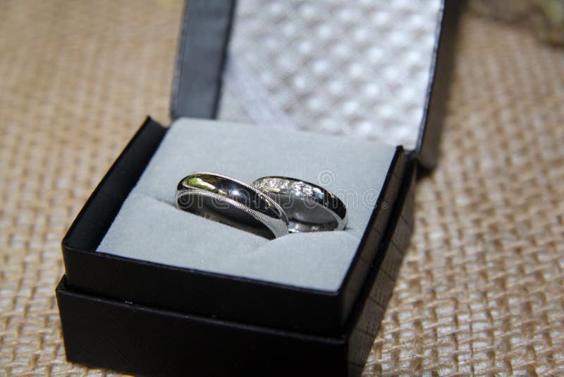 Wedding rings wedding day stock photo. Image of boxed 54657084