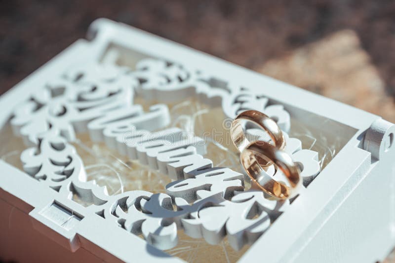 Wedding Rings, Wedding Rings on a Wooden White Box Stock Image Image