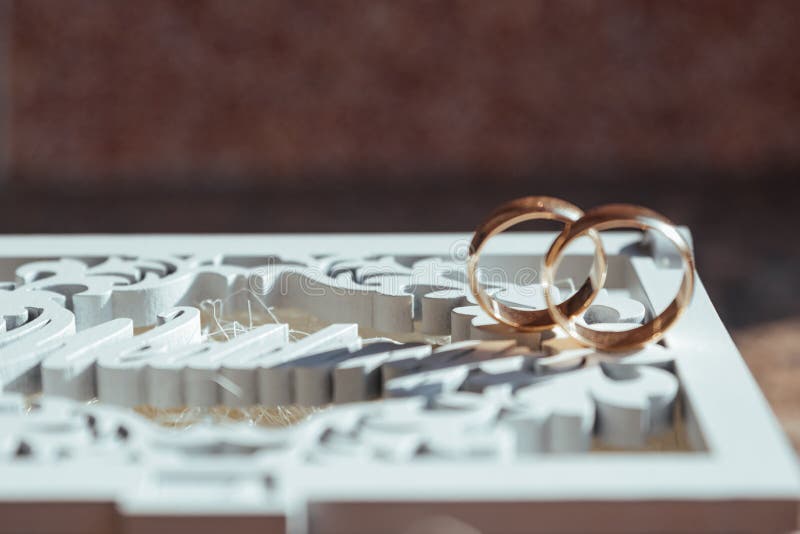 Wedding Rings, Wedding Rings on a Wooden White Box Stock Image Image