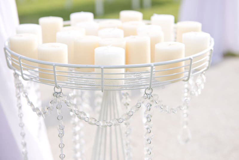 Wedding Set Up in Garden Inside Beach,candle and Candlestick Stock