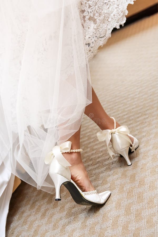 Wedding Shoes White Rose Bouquet Stock Image Image of formal