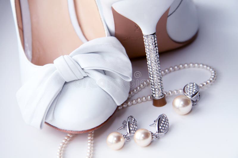 Wedding shoes and costume jewellery.