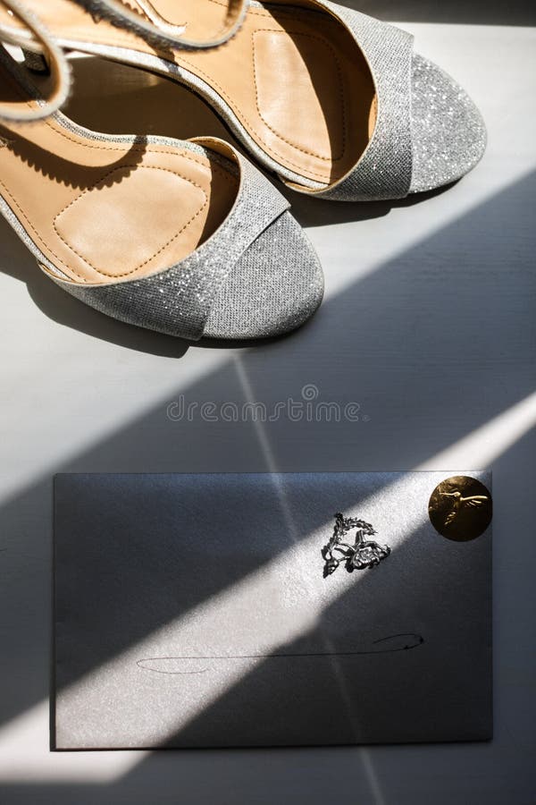 Elegant Stylish Grey Silver Wedding Shoes Stock Photos Free & Royalty