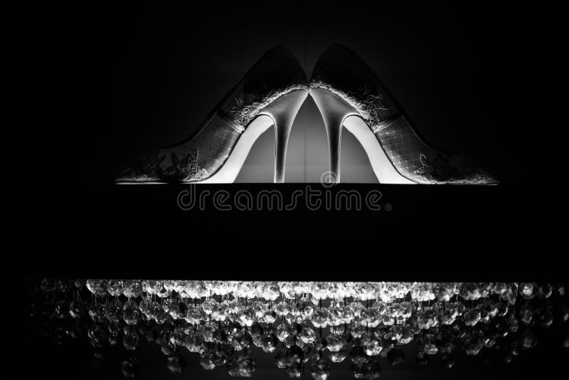 Wedding shoes on the luster royalty free stock photography Wedding shoes on the luster royalty free stock photography