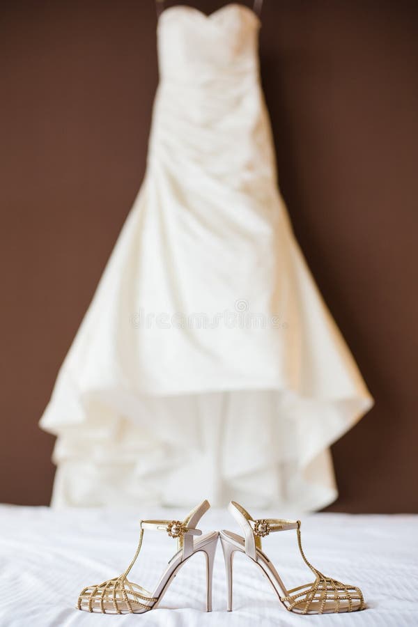  Wedding  Shoes  And Wedding  Dress  Stock Photo Image of 