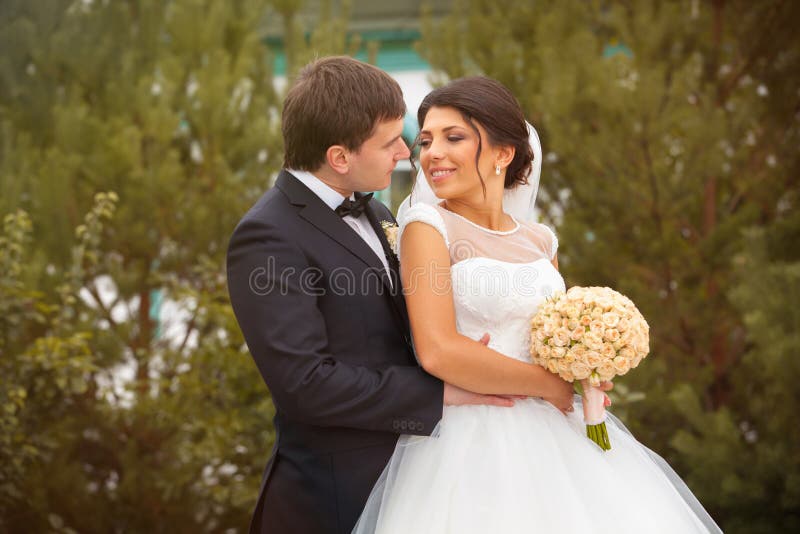 Wedding Shot of Bride and Groom Stock Photo - Image of park, beautiful ...