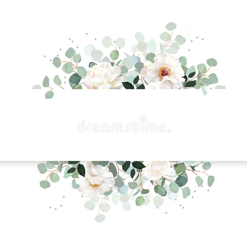 Wedding silver dollar eucalyptus horizontal vector design banner stock illustration