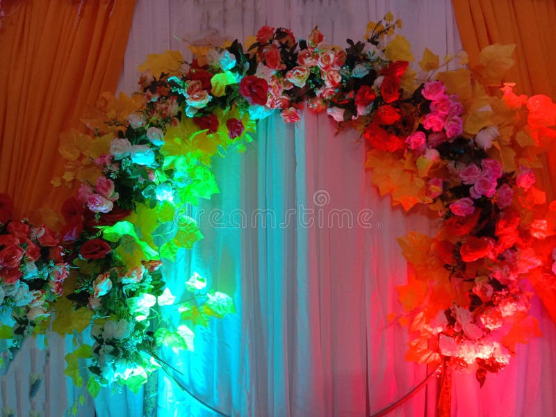 Wedding Stage Decoration with Artificial Flower Stock Image Image of