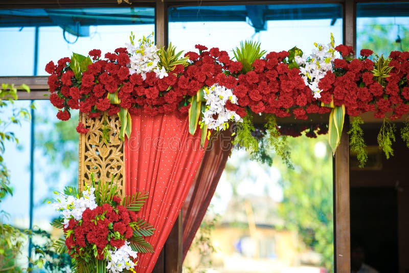 Wedding Stage of Flowers Disign Stock Image Image of indoor