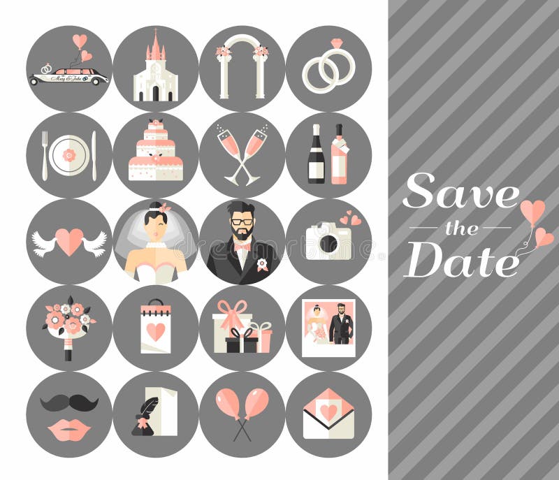 Wedding symbols set. stock vector. Illustration of dating 57886951