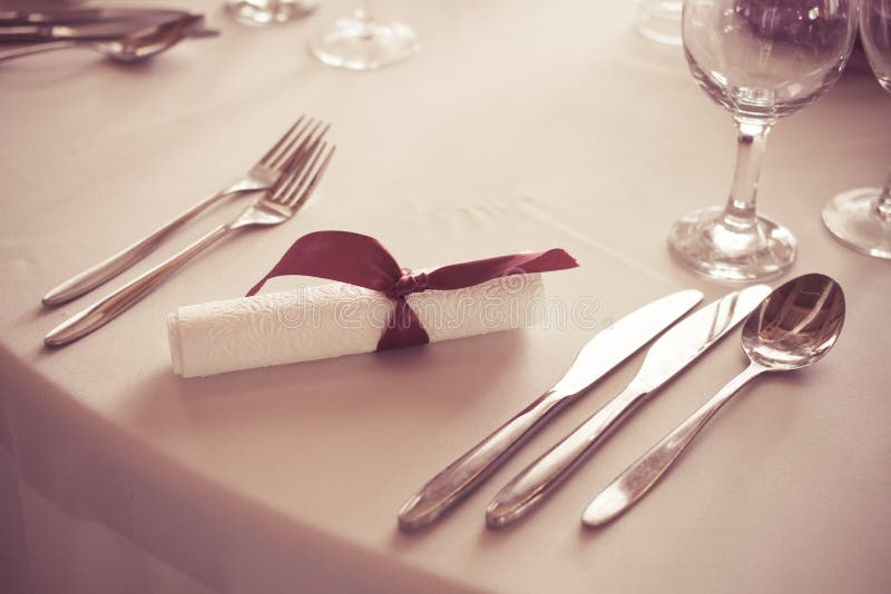 Wedding table place setting cutlery