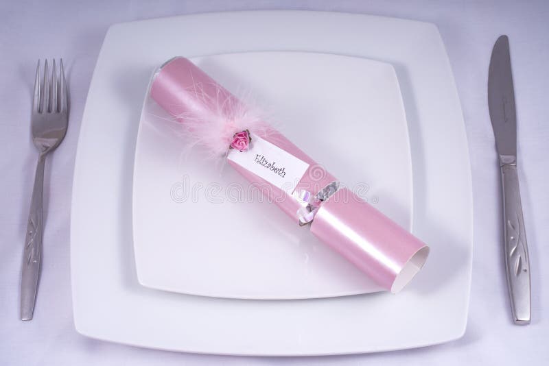 Table Place Setting with a Traditional Cracker royalty free stock photo