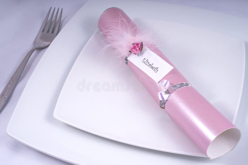 Table Place Setting with a Traditional Cracker stock photos