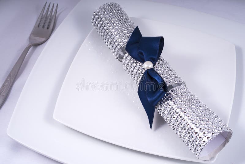 Wedding Table Place Setting With a Traditional Cracker royalty free stock photography