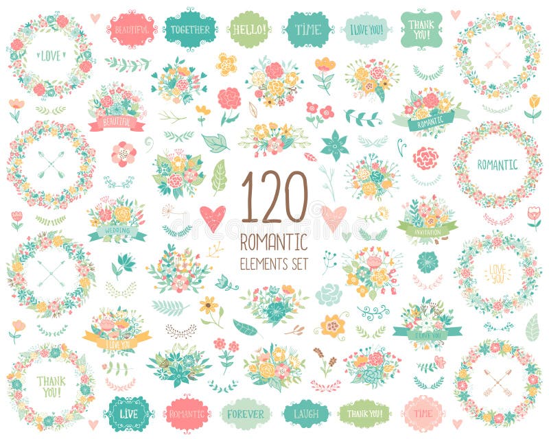 Wedding vintage elements collection vector illustration Wedding vintage elements collection vector illustration