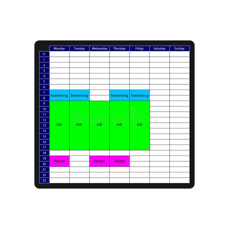 Download The Week Time Table Mockup. The Tasks Planner With A White ...