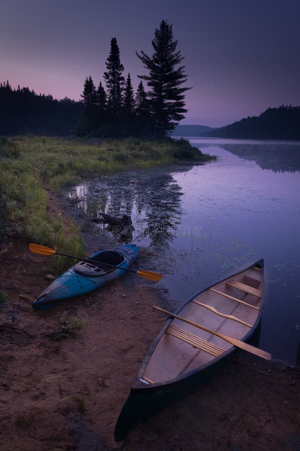 Weekend kayak-canoe camping with the kids royalty free stock images
