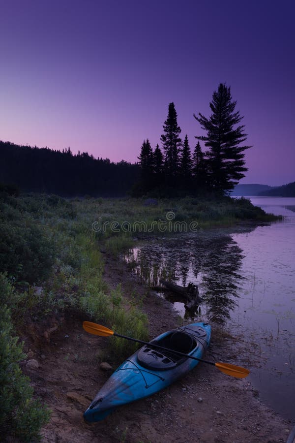 Weekend kayak-canoe camping with the kids stock photography