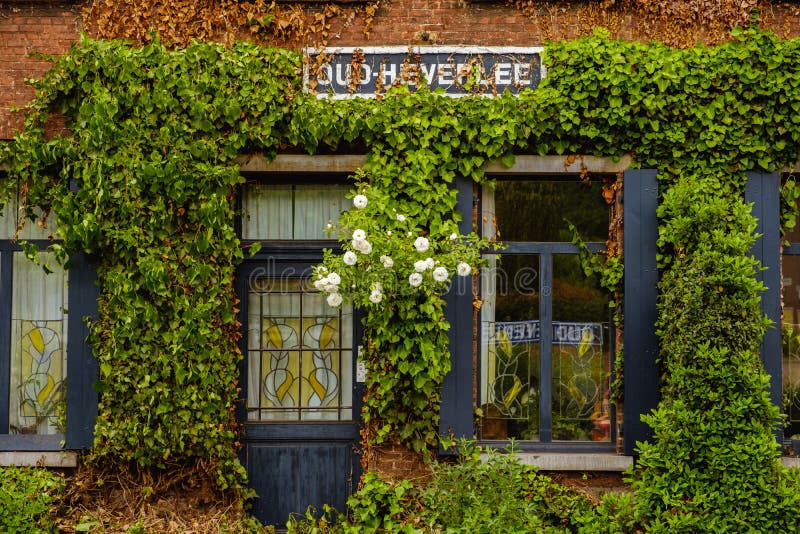 Detail of Charming Railway Station OudHeverlee, Belgium Stock Image