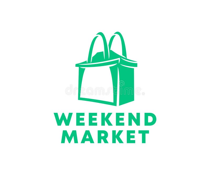 Weekend market. Shopping weekend Маркет. Логотип для торговли сумками.