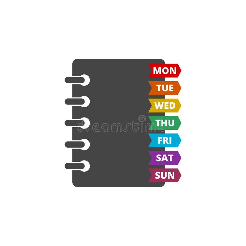 Weekly calendar icon isolated on white background. Simple vector logo