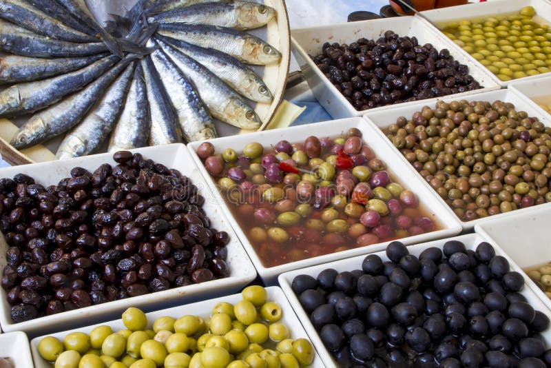 Weekly market olives shop royalty free stock images