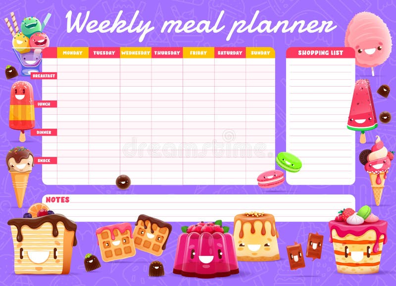 170+ Weekly Meal Planning Stock Illustrations, Royalty-Free Vector