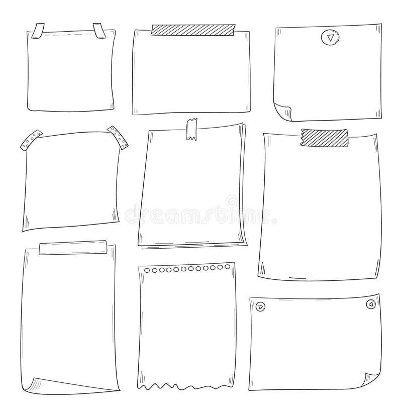 Weekly planner and blank sheets of paper in a doodle style. royalty free illustration