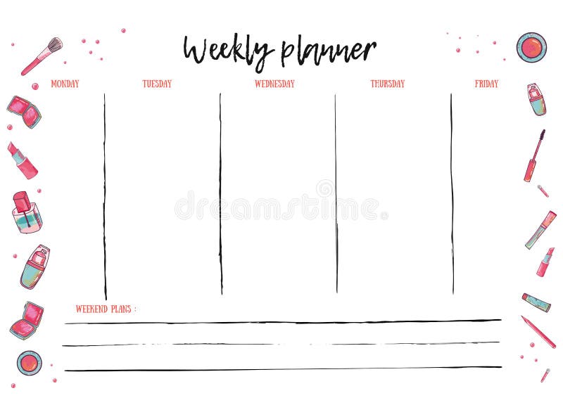 Weekly Planner Template for daily activity. Organizer with To Do List. Vector schedule in Trendy Style royalty free illustration