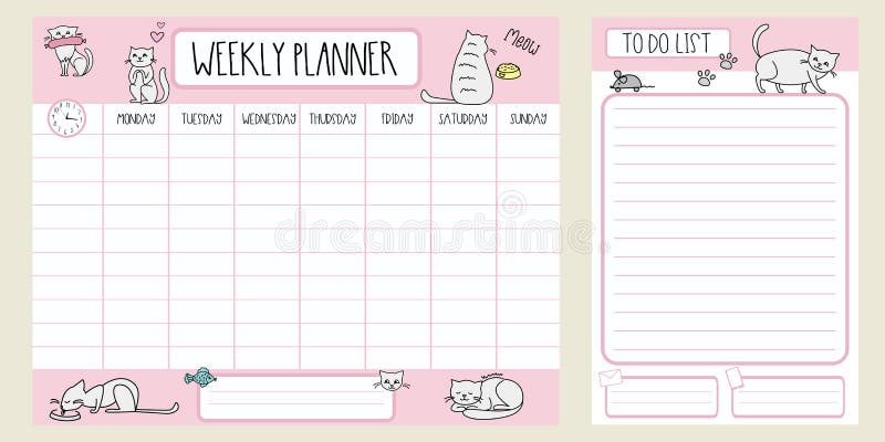 Premium Vector  Cute cat planner template to do list with cat theme