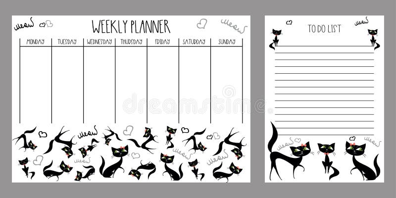 Weekly planner and to do list with cute cats Vector Image