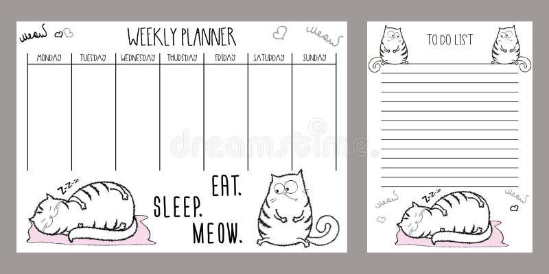 Printable Cat Weekly Planner 