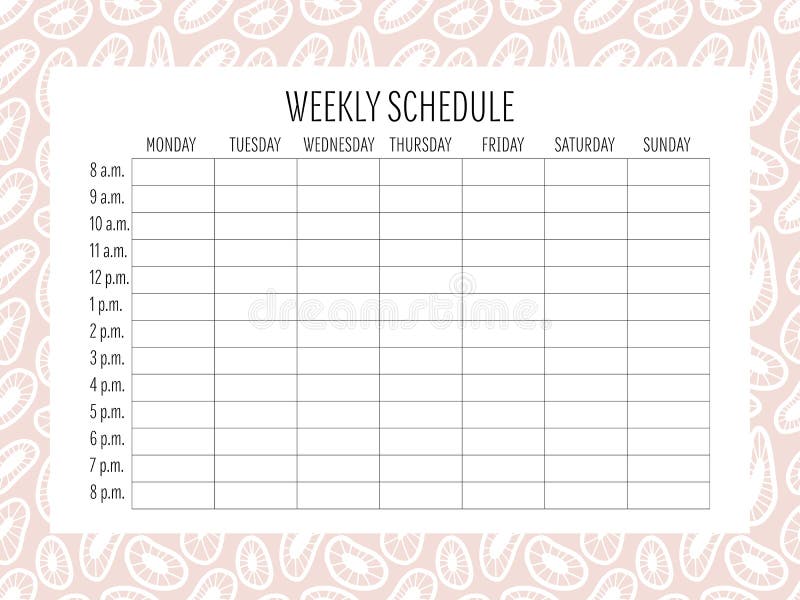 Weekly Schedule Stock Illustrations 9 791 Weekly Schedule Stock Illustrations Vectors Clipart Dreamstime