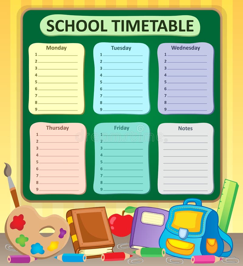 Weekly School Timetable Topic 6 Stock Vector - Illustration of crayons ...