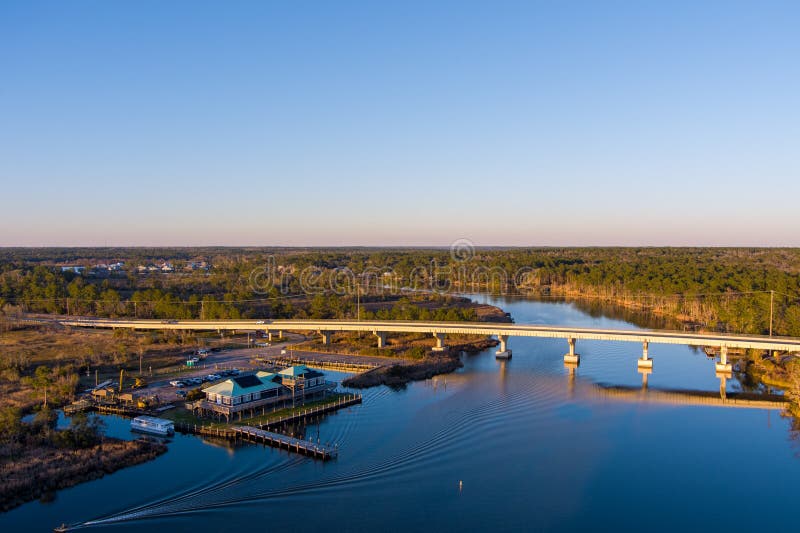 Weeks Bay, Alabama stock image. Image of magnolia, drone 267605579