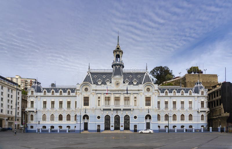 Weergeven van het Chileense Marinehoofdkwartier in Valparaiso royalty-vrije stock fotografie Weergeven van het Chileense Marinehoofdkwartier in Valparaiso royalty-vrije stock fotografie