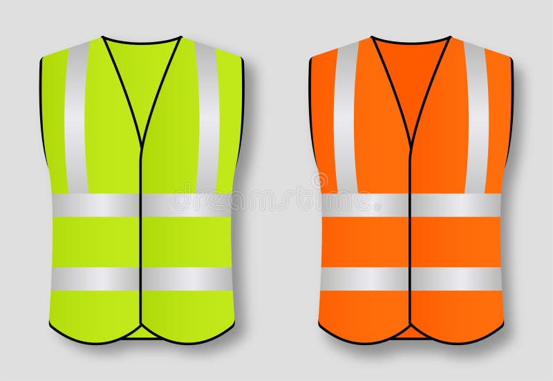 Weerspiegelende die verkeersveiligheidsvesten op achtergrond worden geïsoleerd Vector illustratie stock illustratie Weerspiegelende die verkeersveiligheidsvesten op achtergrond worden geïsoleerd Vector illustratie stock illustratie