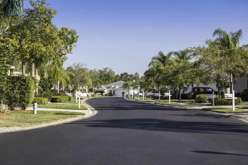 Road to community buildings in Naples, Florida. Road to community buildings in Naples, Florida