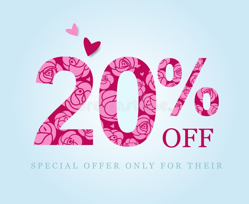 20 weg Twintig percentenkorting Roze rozen royalty-vrije illustratie 20 weg Twintig percentenkorting Roze rozen royalty-vrije illustratie