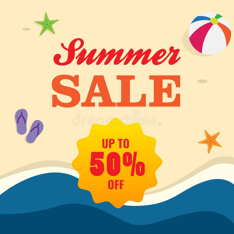 50% weg von der Sommerschlussverkaufplakatförderung Sandstrand-Hintergrundentwurf stock abbildung 50% weg von der Sommerschlussverkaufplakatförderung Sandstrand-Hintergrundentwurf stock abbildung