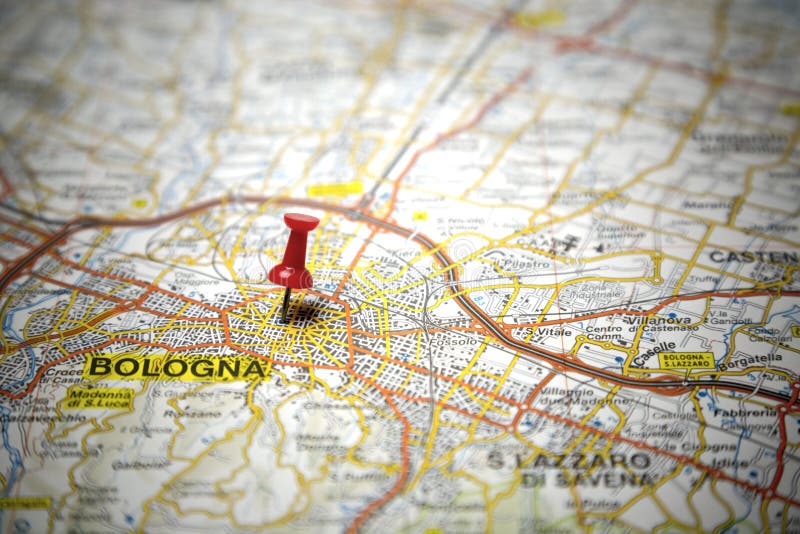 De Stad Van Bologna Op Een Wegenkaart Stock Foto Afbeelding bestaande