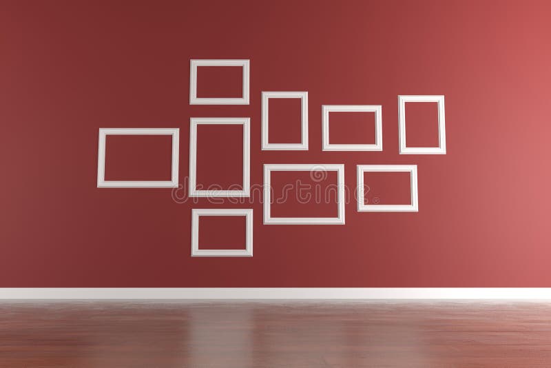 Weisse Bilderrahmen Auf Roter Wand Stock Abbildung Illustration Von Galerie Aufwendig 19750261