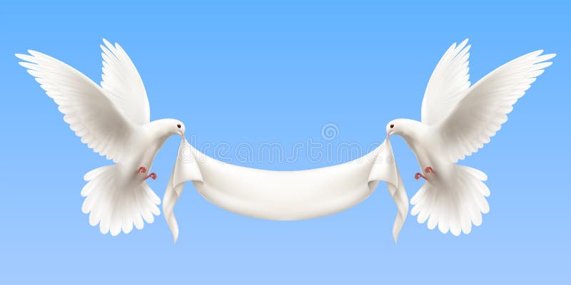 Weiße Tauben-realistische Fahne Vektor Abbildung - Illustration