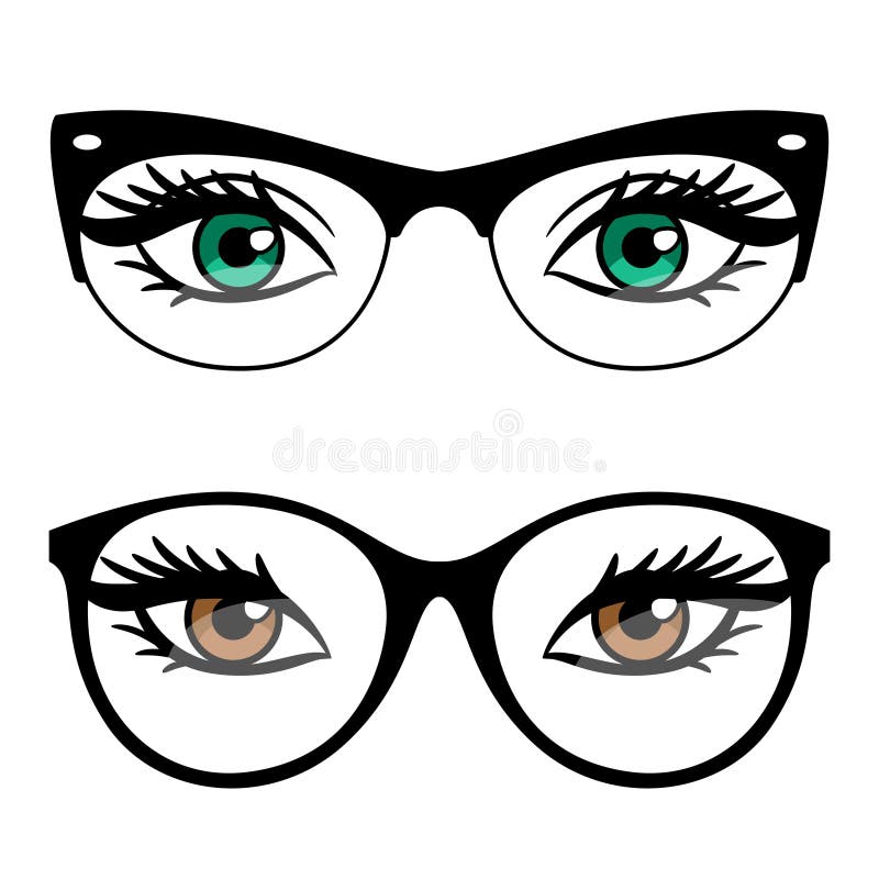 Weibliche Augen und Geschäftsartgläser stock abbildung Weibliche Augen und Geschäftsartgläser stock abbildung