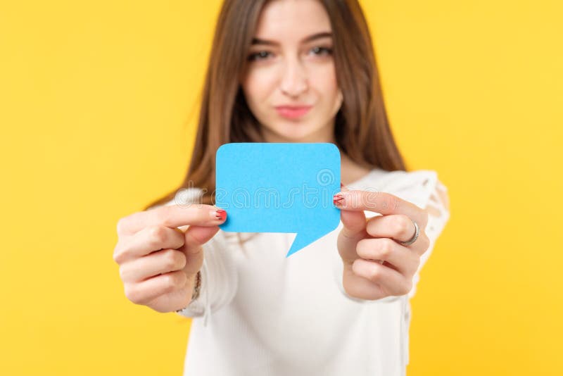 Weibliche Blasenrede der Feedbackeinschätzungsübersicht lizenzfreies stockfoto Weibliche Blasenrede der Feedbackeinschätzungsübersicht lizenzfreies stockfoto