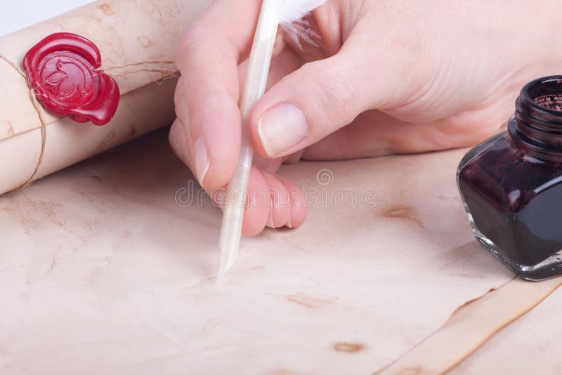 Weibliche Handschriftantikenspule stockbild Weibliche Handschriftantikenspule stockbild