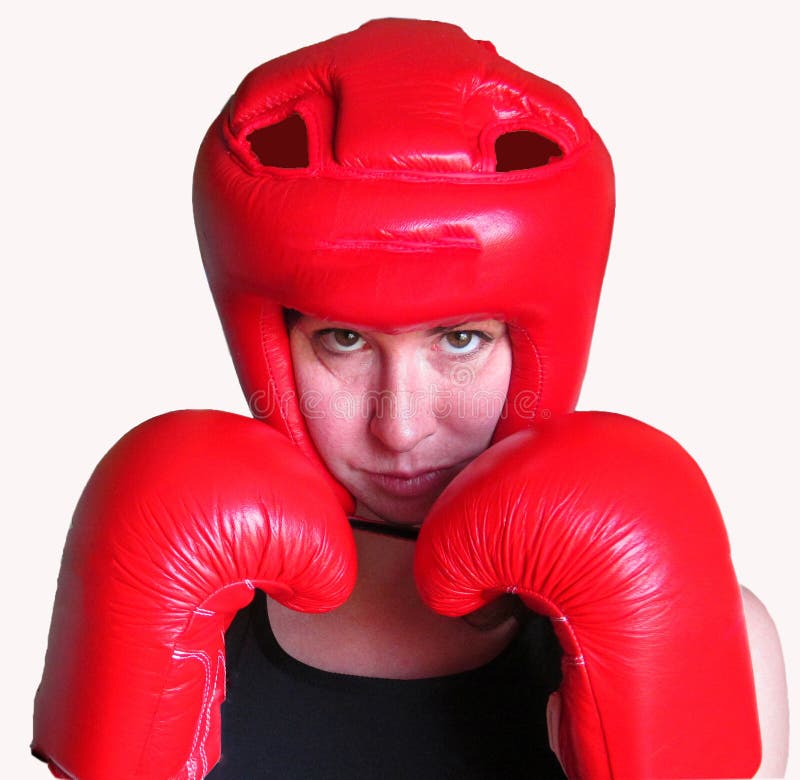 Weiblicher Boxer lokalisiert. stockfotos Weiblicher Boxer lokalisiert. stockfotos