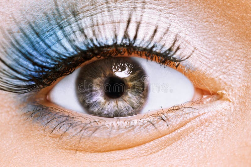 Weibliches Auge der Schönheit mit Blau bilden stockfoto Weibliches Auge der Schönheit mit Blau bilden stockfoto