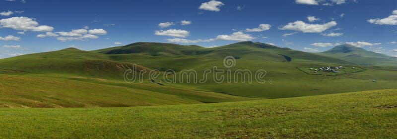 View of grassland in the steppe of Mongolia. View of grassland in the steppe of Mongolia